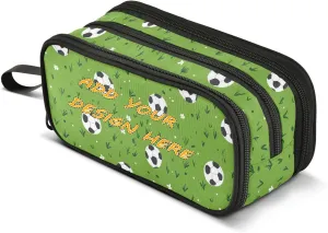 personalized Nylon Pencil Bag School Green Field Football Large Capacity Zipper Mesh Pencil Case Stationery Bag for School Teen