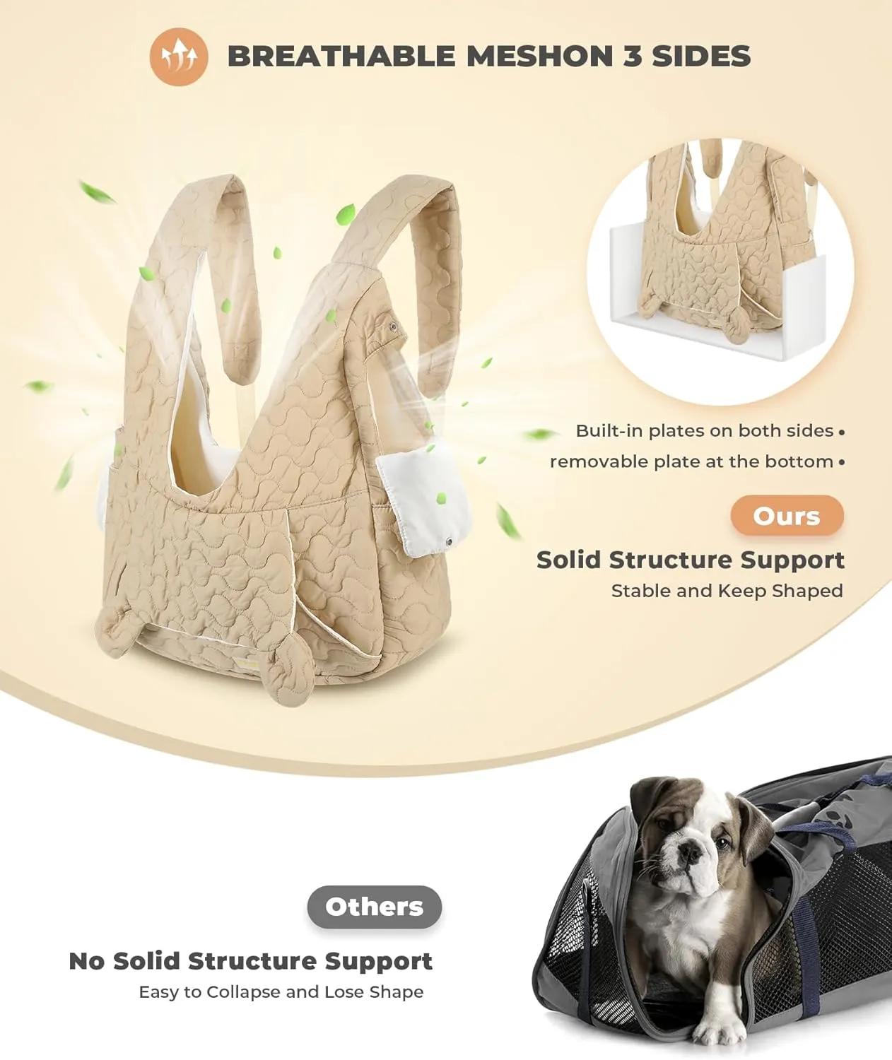 Pet Carrier Backpack, Adjustable Pet Front Cat Dog Carrier Backpack Travel Bag for Small Medium Dogs Cats and Rabbits, Safety Strap with Removable Bottom Plate for Camping Hiking Traveling