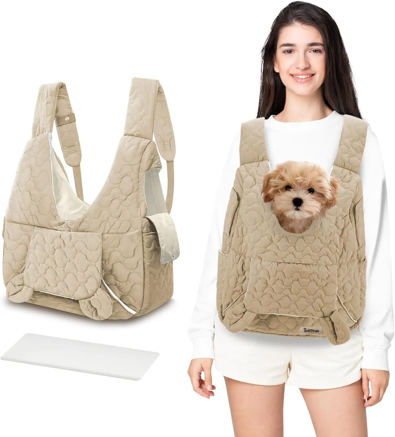 Pet Carrier Backpack, Adjustable Pet Front Cat Dog Carrier Backpack Travel Bag for Small Medium Dogs Cats and Rabbits, Safety Strap with Removable Bottom Plate for Camping Hiking Traveling