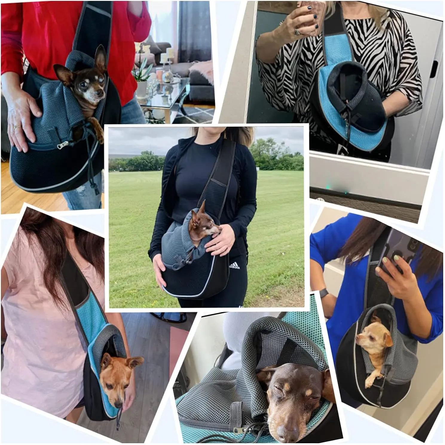 Pet Dog Sling Carrier Puppy Pet Slings Bag for Small Dogs Cats Satchel Carriers Breathable Mesh Hand Free with Adjustable Strap Doggie Crossbody for Outdoor Travel (Yellow, Small <5 lbs)