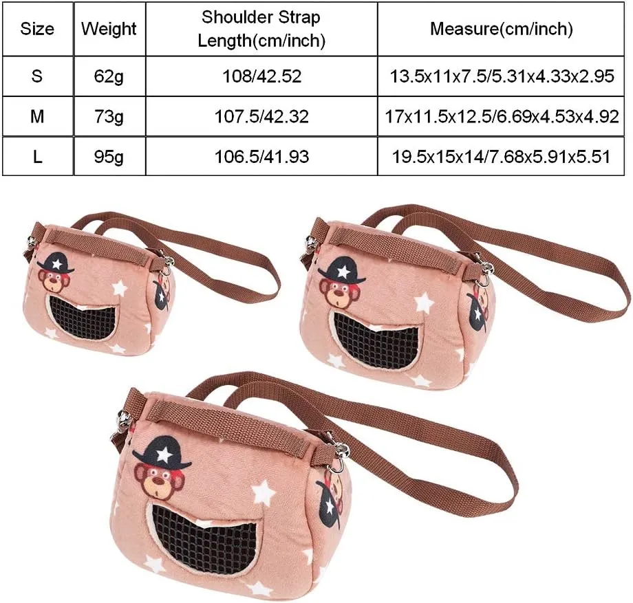 Pet Hamster Carrier, Coffee Flannelette Plush Hamster Squirrel Travel Bags Portable Breathable Small Animal Carrier Outgoing Sleeping Bag for Squirrel Hedgehog Guinea Pig(S)