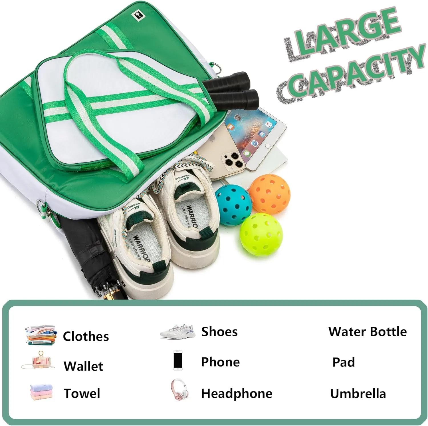 Pickleball Bag, Pickleball Bags for Women and Men，Pickleball Paddle Bag Large Capacity can Hand-Carried or Crossbody.