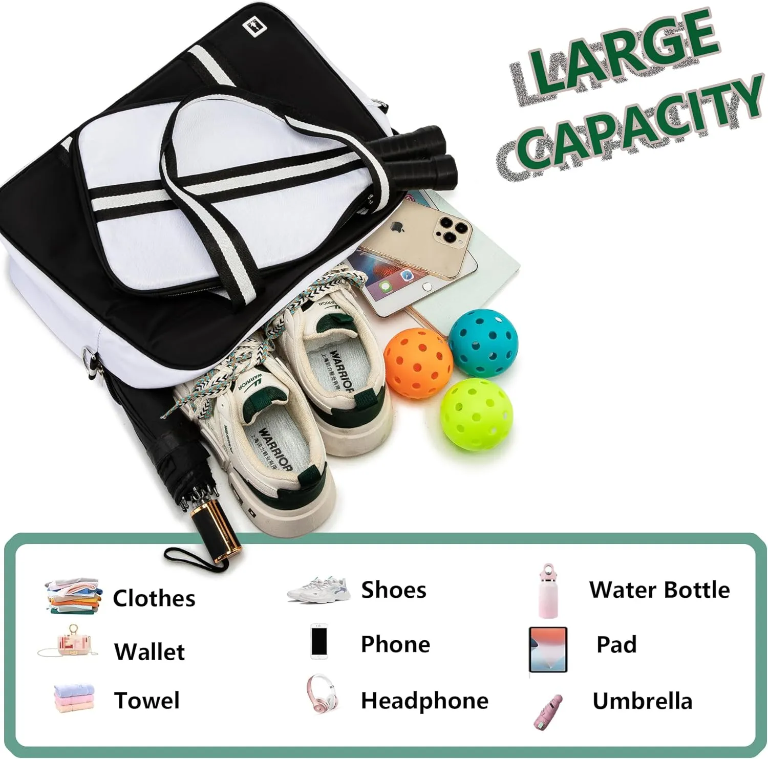 Pickleball Bag, Pickleball Bags for Women and Men，Pickleball Paddle Bag Large Capacity can Hand-Carried or Crossbody.