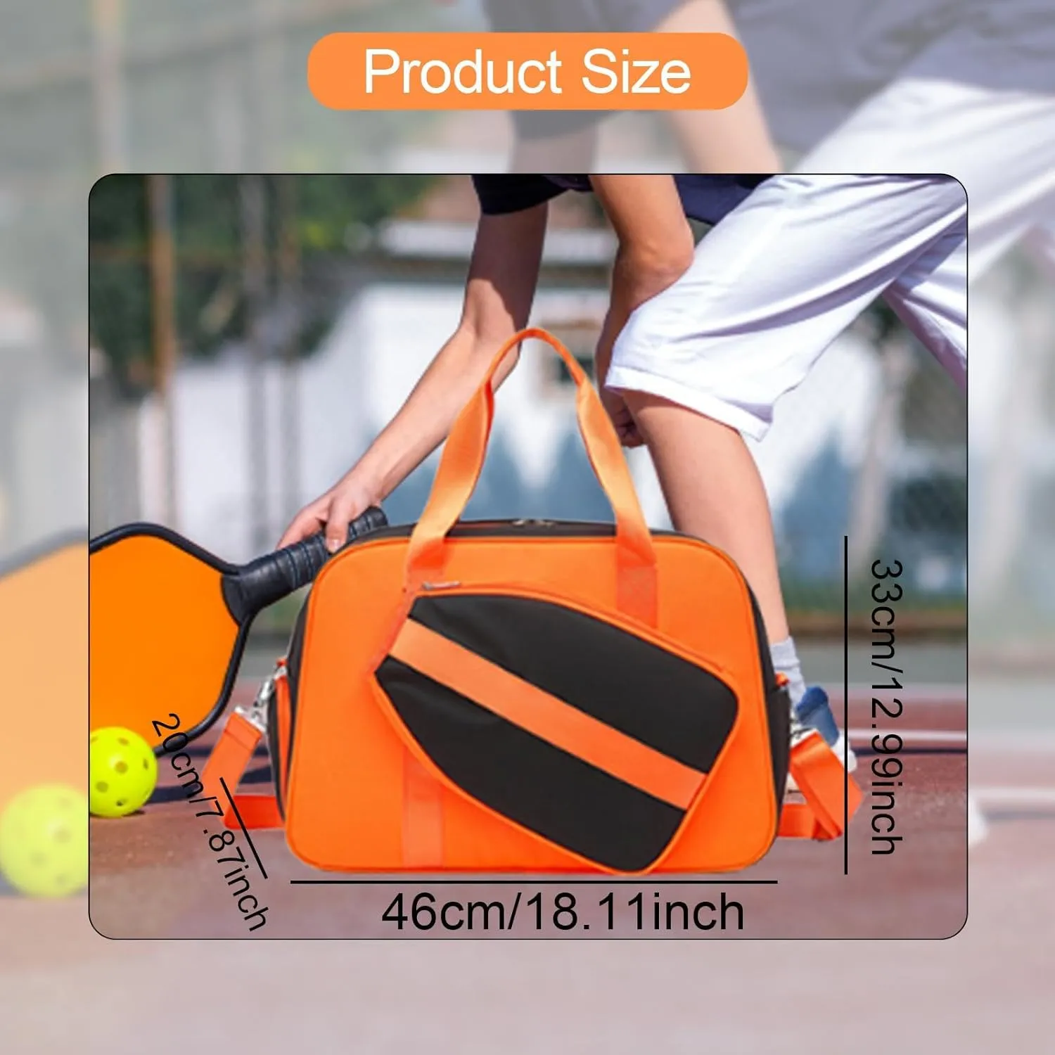 Pickleball Bag Tennis Bag Large Capacity for Men Women Adjustable Shoulder Strap Multipurpose Gym Lightweight Waterproof
