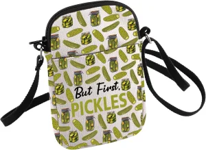 Pickles Lover Gift But First Pickles Crossbody Bag With Pockets Housewarming Pickle Canning Season Gift