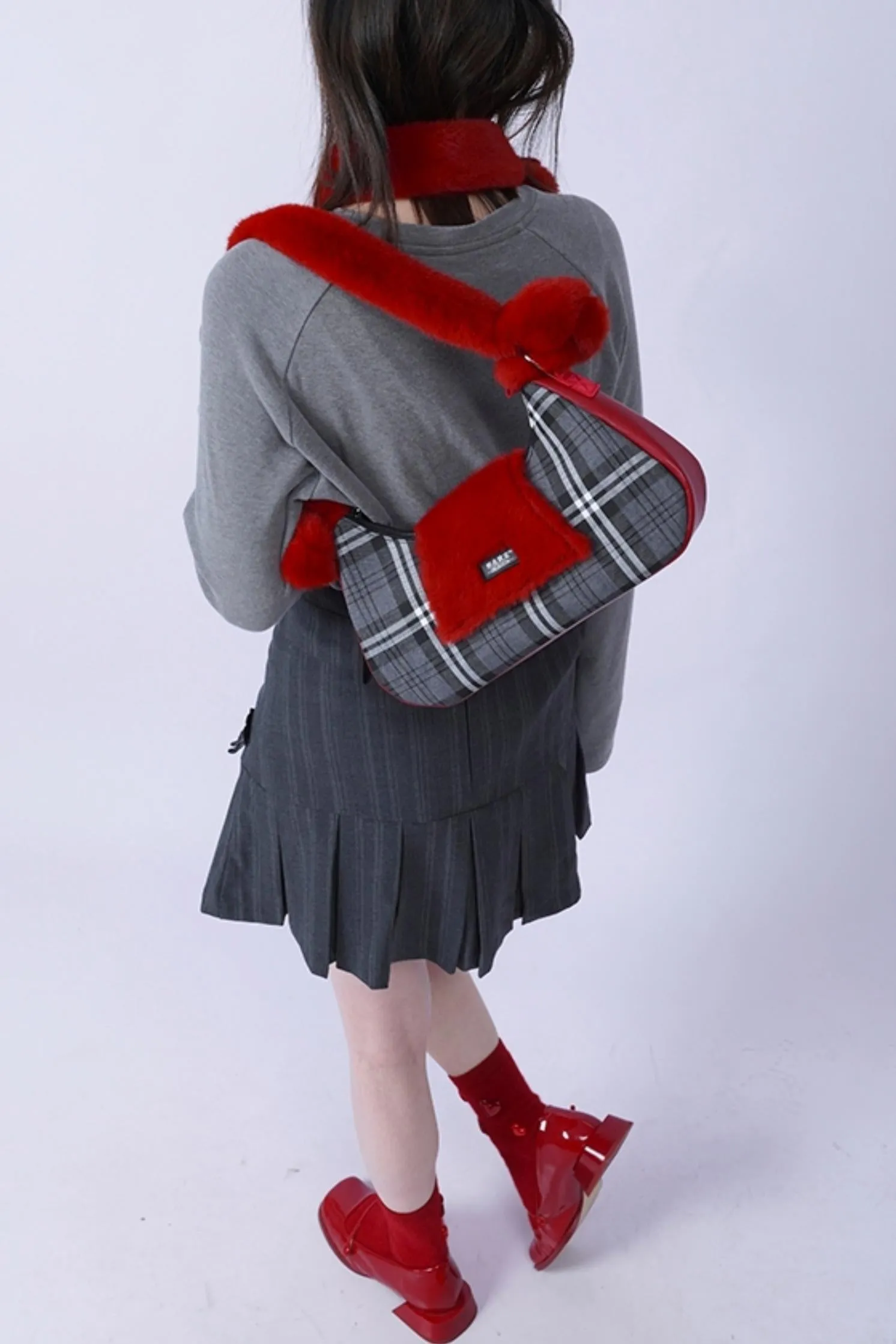 Pink Plaid Crossbody Tote Bag