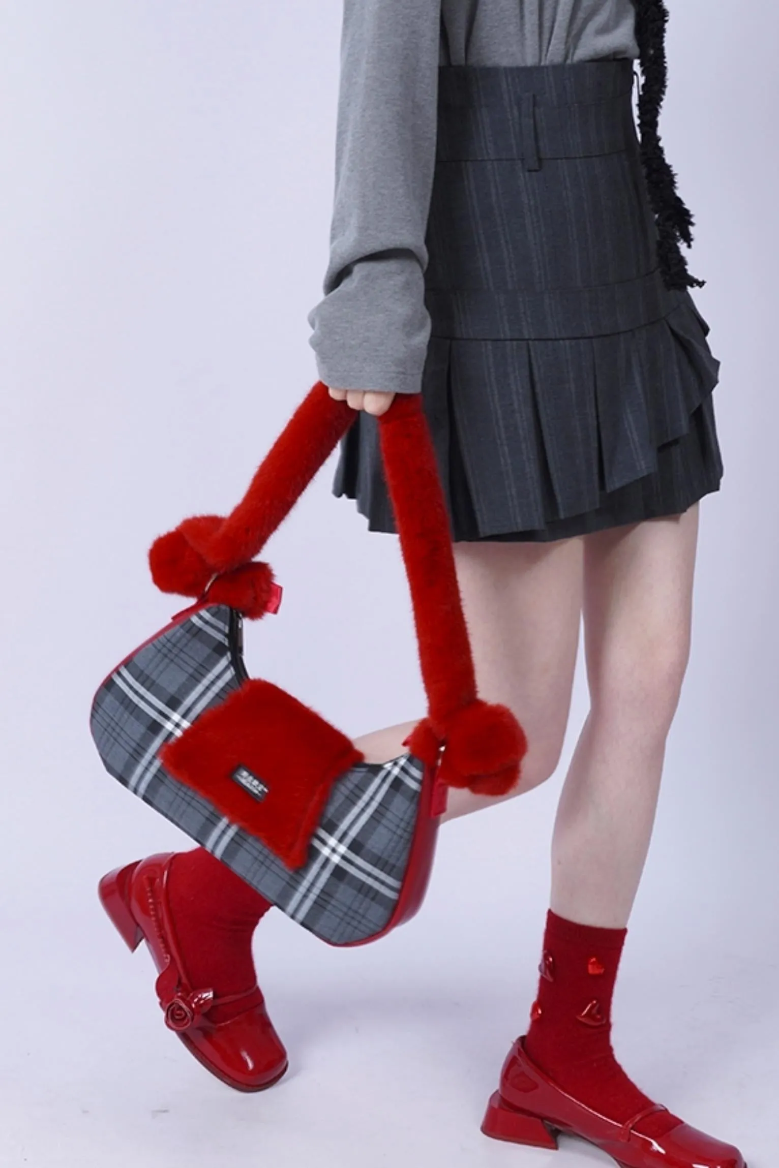 Pink Plaid Crossbody Tote Bag