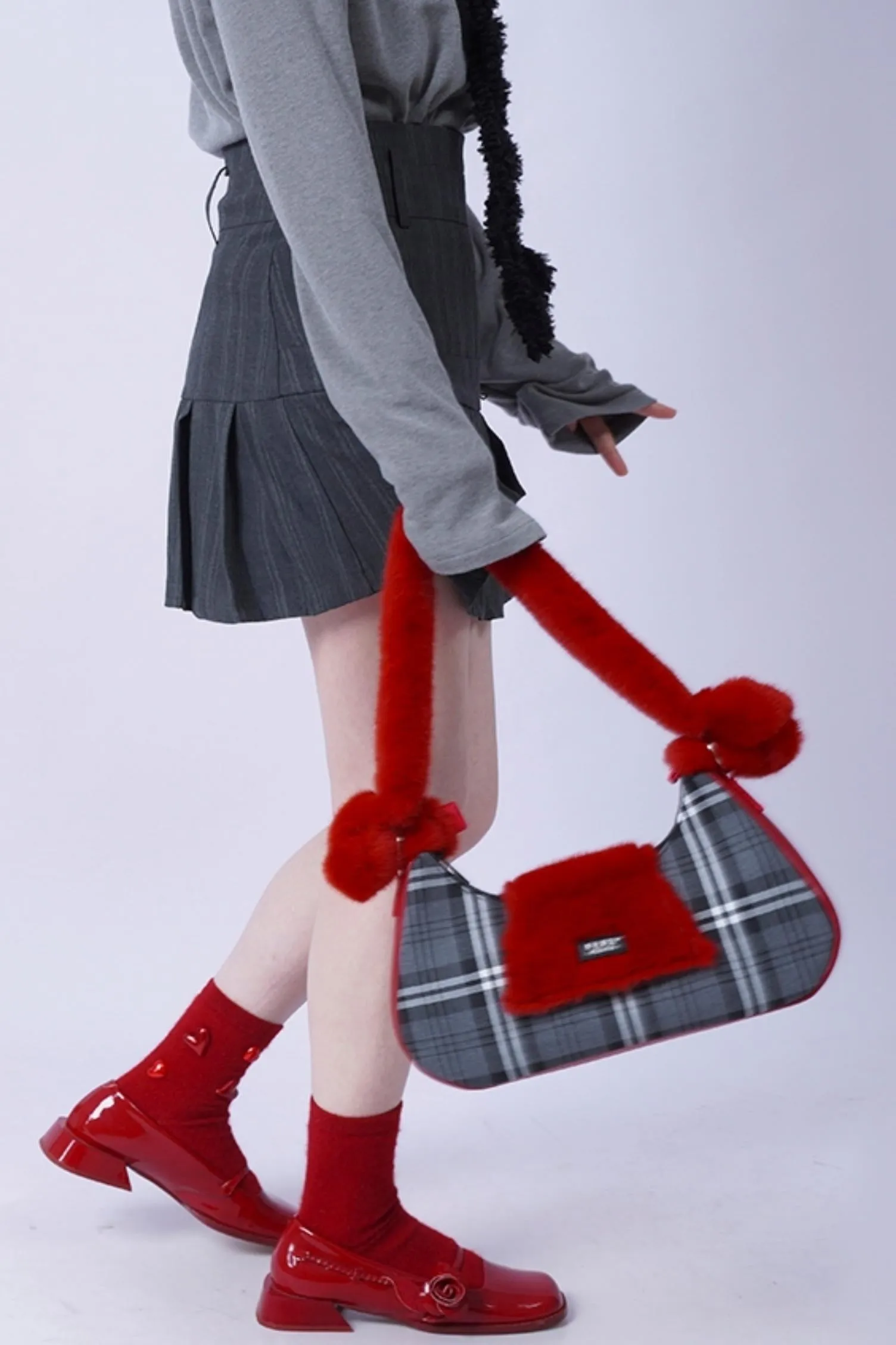 Pink Plaid Crossbody Tote Bag