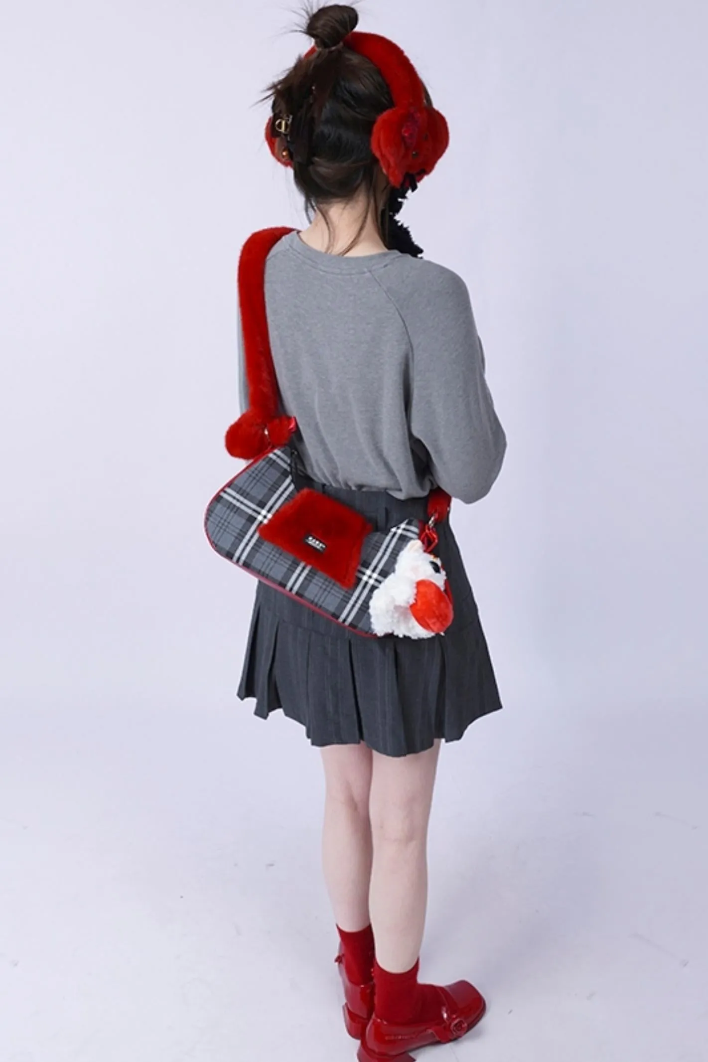 Pink Plaid Crossbody Tote Bag