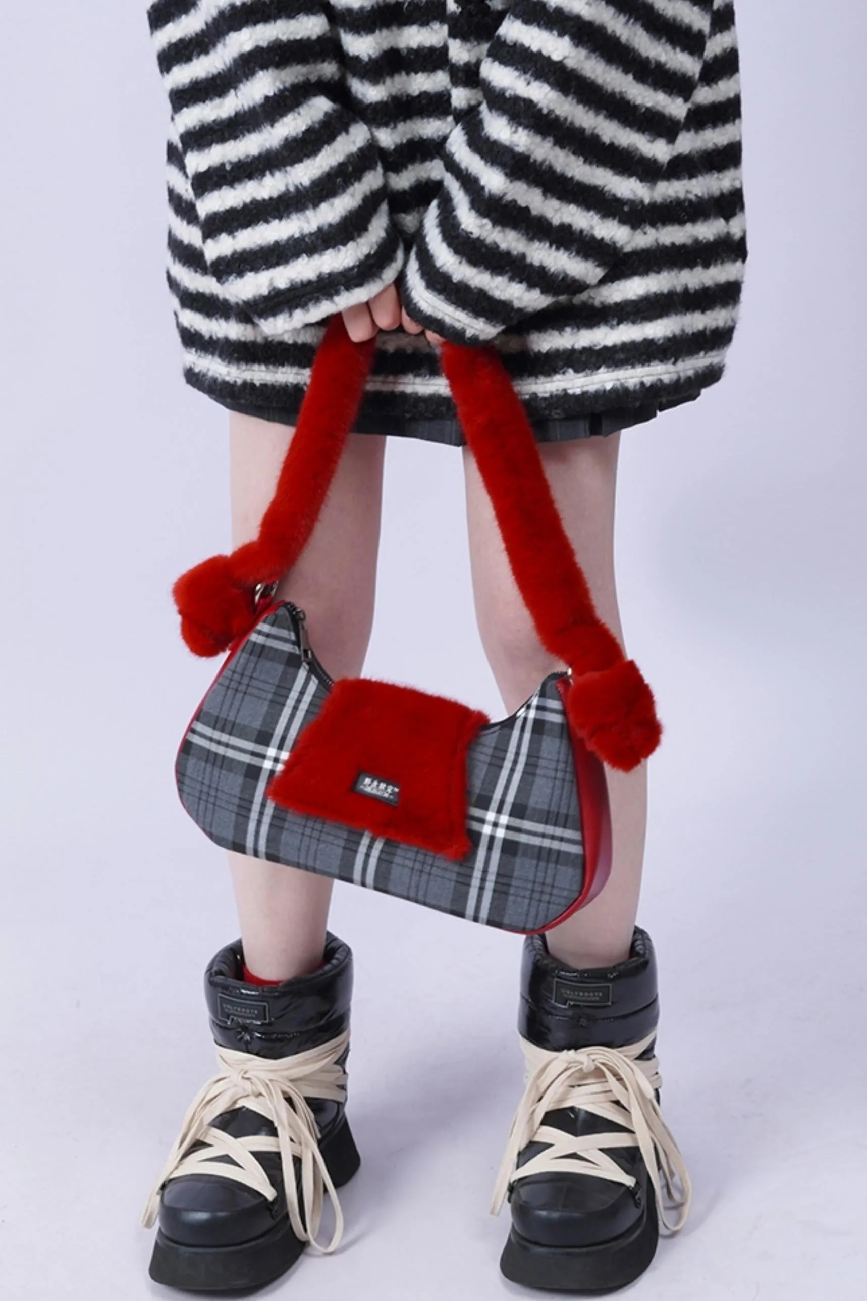 Pink Plaid Crossbody Tote Bag