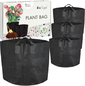 Plant Growing Bags : 4x5 Gallon Plant Grow Bags for Balcony or Garden Plants – Potato Grow Bags – Water-Permeable Garden Planters – Vegetable Planters for Outdoor Plants – OwnGrown Outdoor Planter