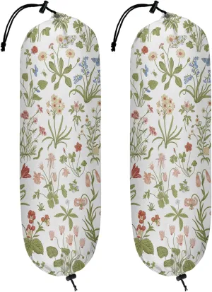 Plastic Bag Organizer - 2 Pack Wall Mount Grocery Bag Holder, Waterproof, Reusable, Seasonal Summer Butterfly