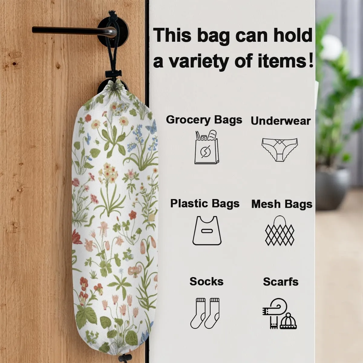Plastic Bag Organizer - 2 Pack Wall Mount Grocery Bag Holder, Waterproof, Reusable, Seasonal Summer Butterfly