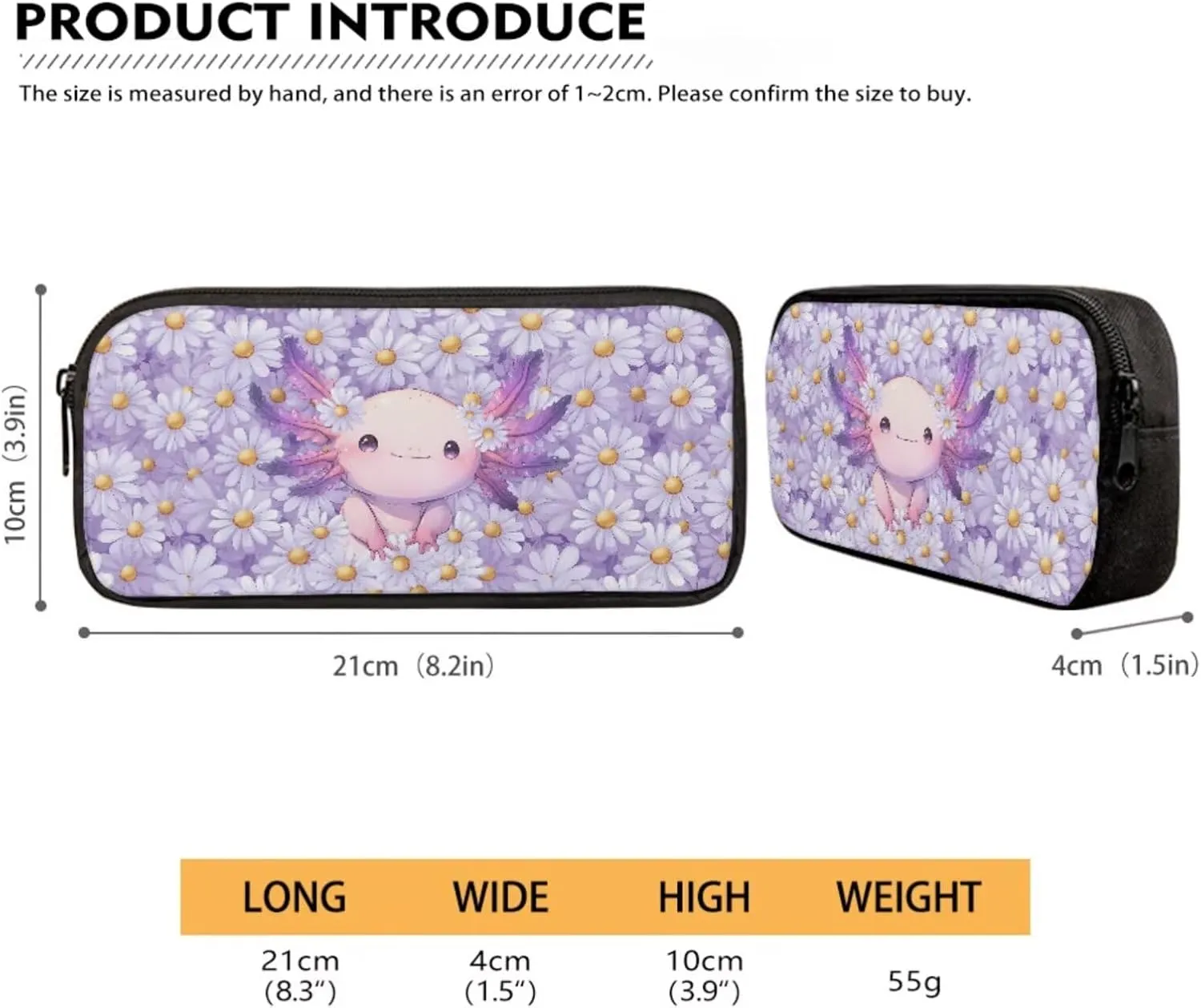 Poceacles 4 Pcs Backpack Set for Girls with Lunch Box Bag Pencil Case Water Bottle Carrier 4 Piece Schoolbag and Lunchbag Set for Students Teenagers Kids, Axolotl Daisy Violet