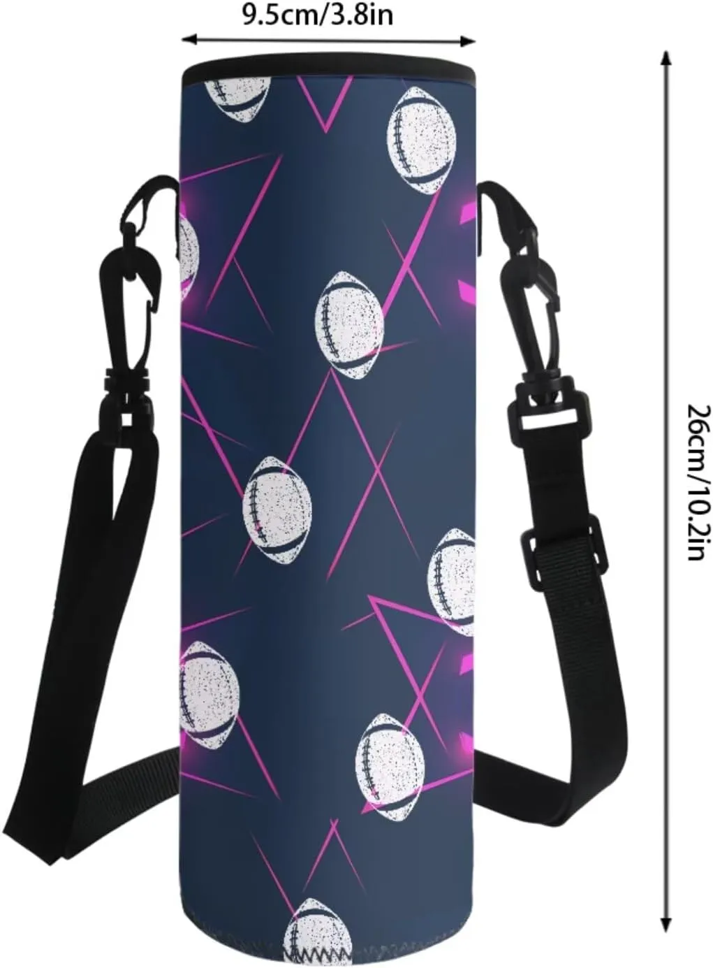 Poceacles 4 Pcs School Bag Set for Kids Teenagers, Personalized Backpack and Lunch Bag Sets Pencil Case Bottle Holder Rucksack Customized Bookbag Set, Abstract Geometric Violet American Football