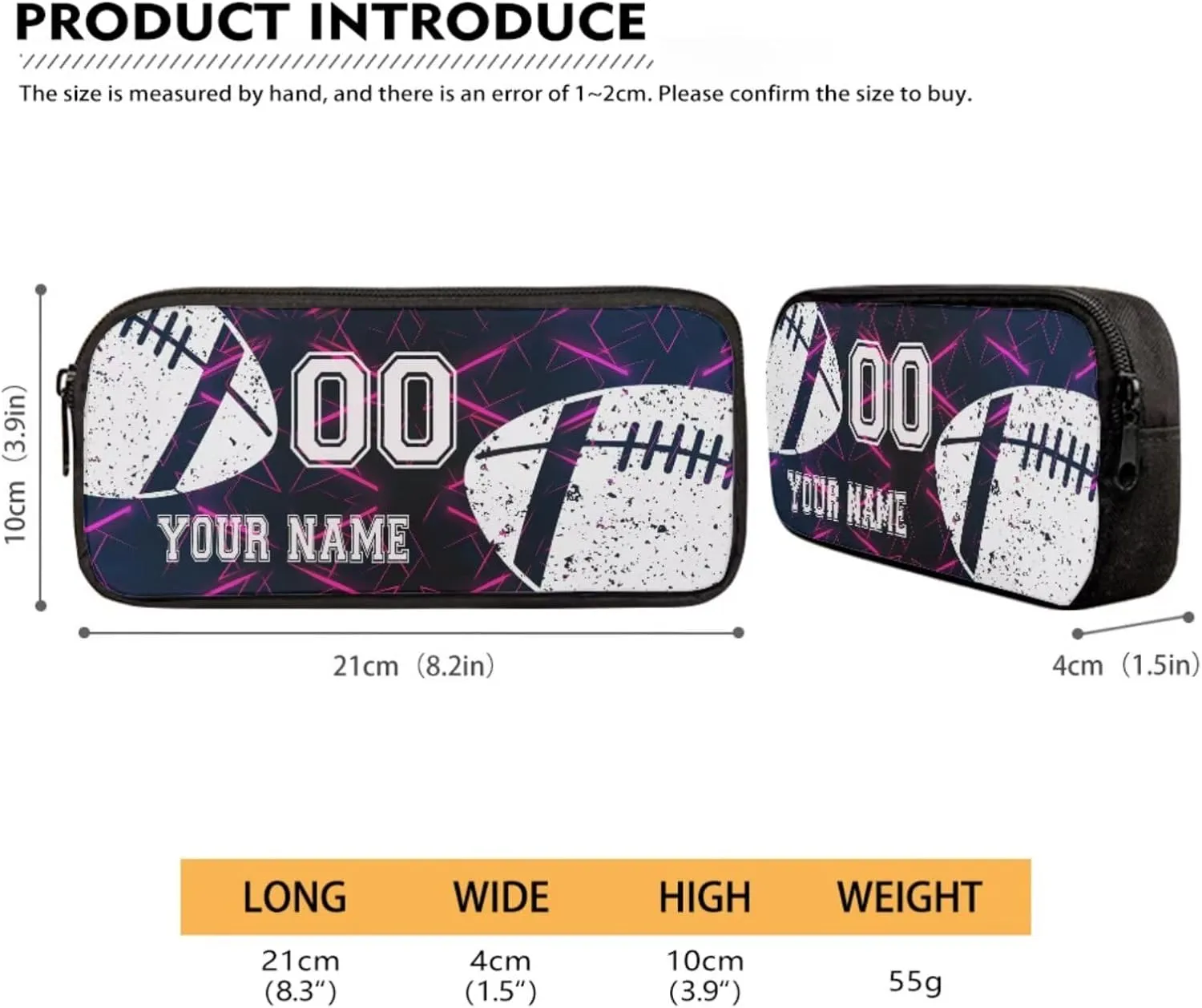 Poceacles 4 Pcs School Bag Set for Kids Teenagers, Personalized Backpack and Lunch Bag Sets Pencil Case Bottle Holder Rucksack Customized Bookbag Set, Abstract Geometric Violet American Football