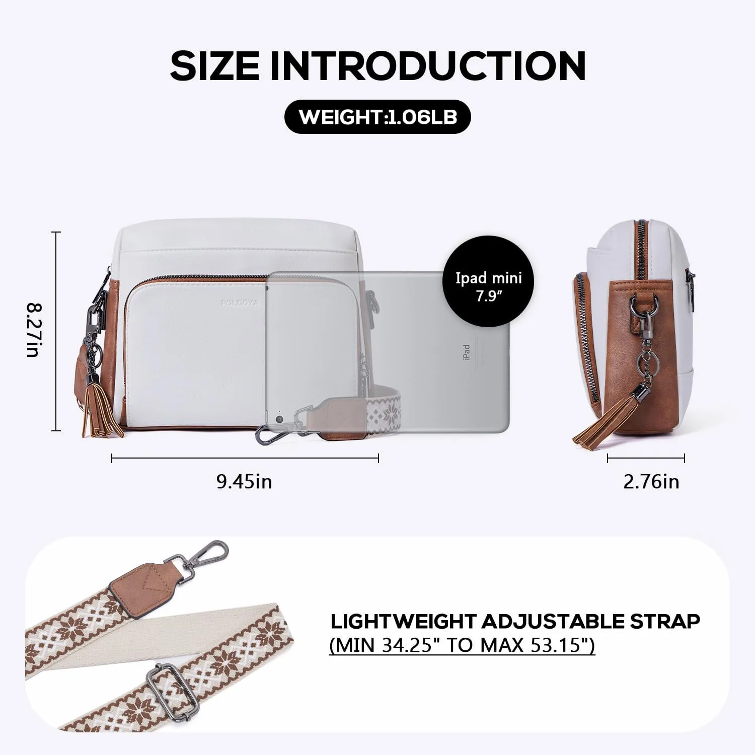POIUGOYA Crossbody Purses for Women Trendy,Vegan Leather Medium Crossbody Bag,Women's Crossbody Travel Purse Built in Wallet