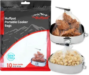 Portable Cooker Bags 11"X 11". Compatible with All Exhaust Food Warmer.Heat resistant, food- grade, BPA free. Also Suitable for Electric Lunch Food Heater (10 bags/pk)