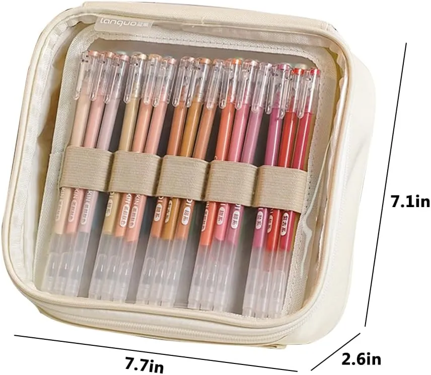 Portable Pencil Case, Hold 108 Pencils Gel Pens Case Organizer with 3 Detachable Layers, Waterproof Pen Pouch Bag for Travel, Office, Off White(Excluding Pen)