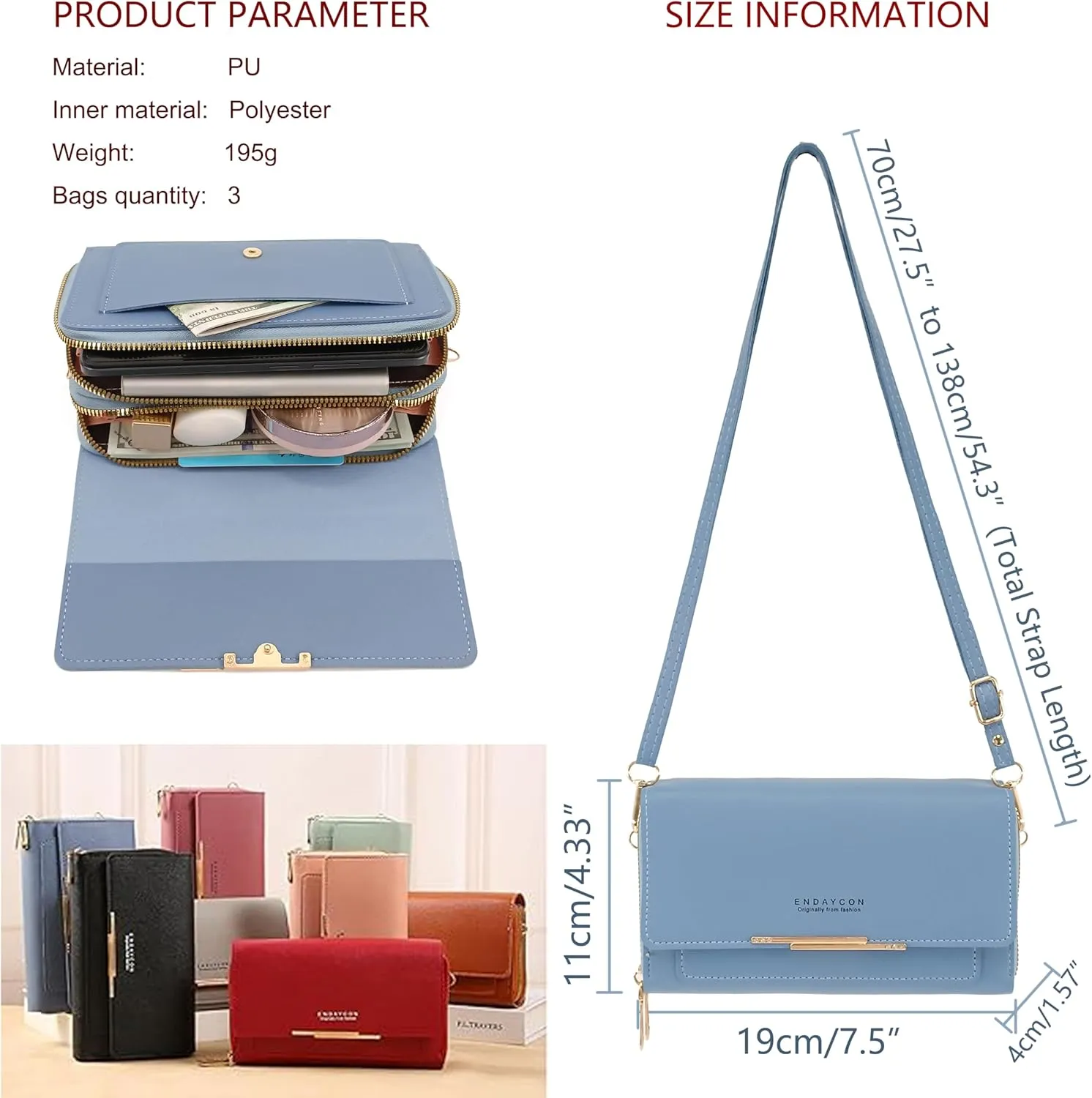 PORT&LOTUS Crossbody Handbag for Women PU Leather Bag