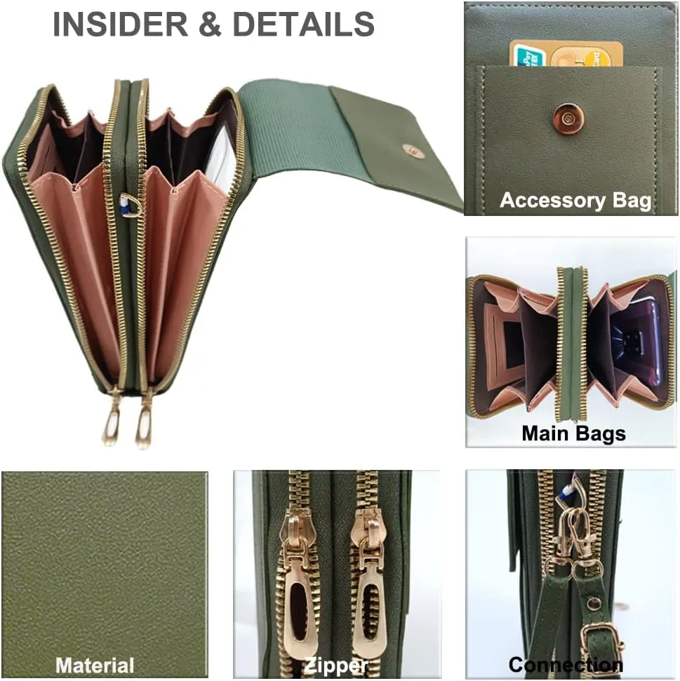 PORT&LOTUS Small Crossbody Handbags for Women Cell Phone Purse Wallet Ladies Women's Clutch PU Leather Shoulder Bags