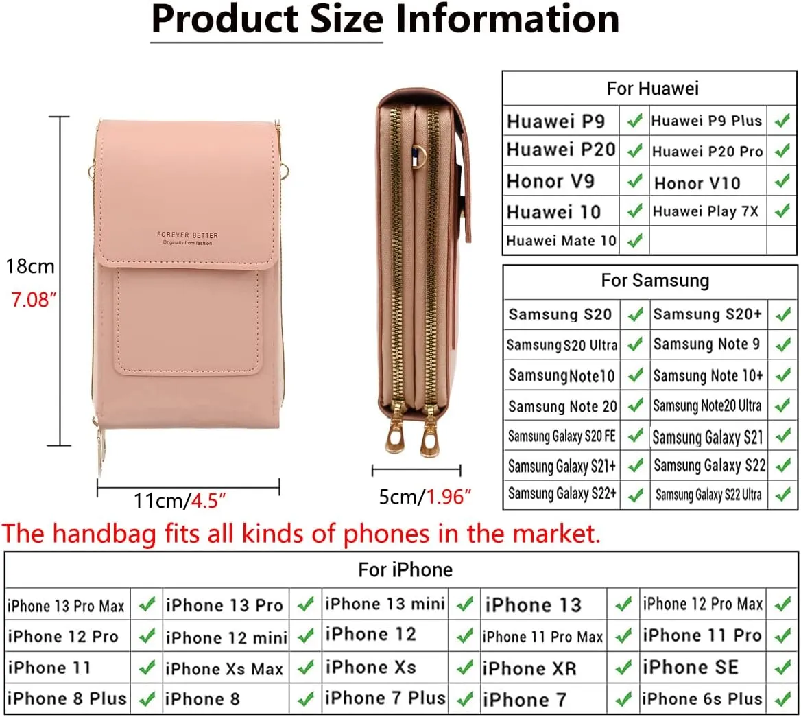 PORT&LOTUS Small Crossbody Handbags for Women Cell Phone Purse Wallet Ladies Women's Clutch PU Leather Shoulder Bags
