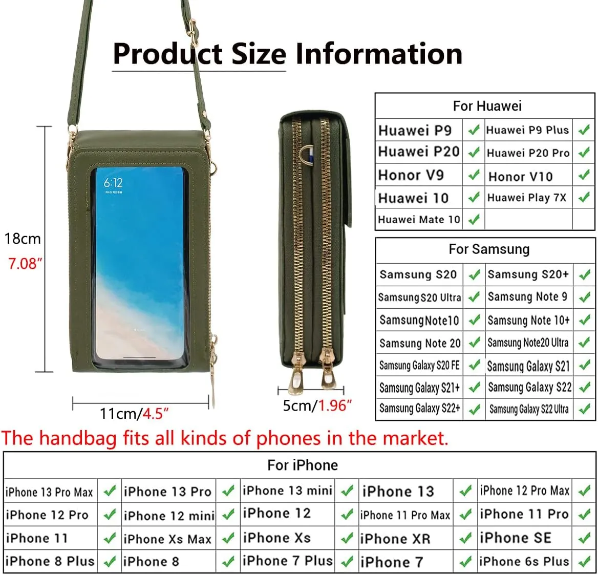 PORT&LOTUS Small Crossbody Handbags for Women Cell Phone Purse Wallet Ladies Women's Clutch PU Leather Shoulder Bags