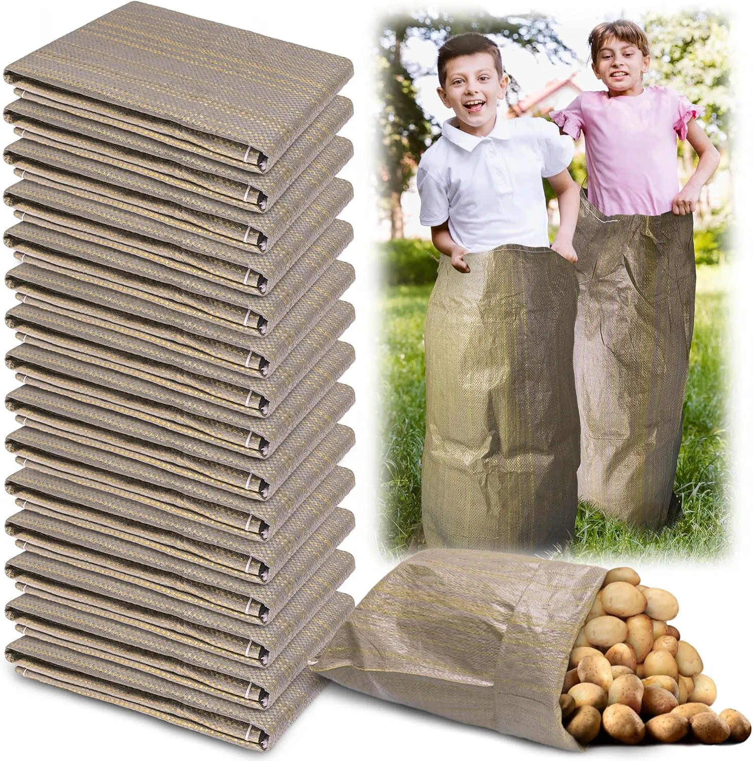 Potato Sack Race Bags,24"x40" Outdoor Lawn Games for Adults and Kids,Large Gunny Sacks Burlap Bags,Suitable for Outdoor Sports Games, Birthday Parties, Outdoor Family Gatherings, Barbecues (15 Pack)