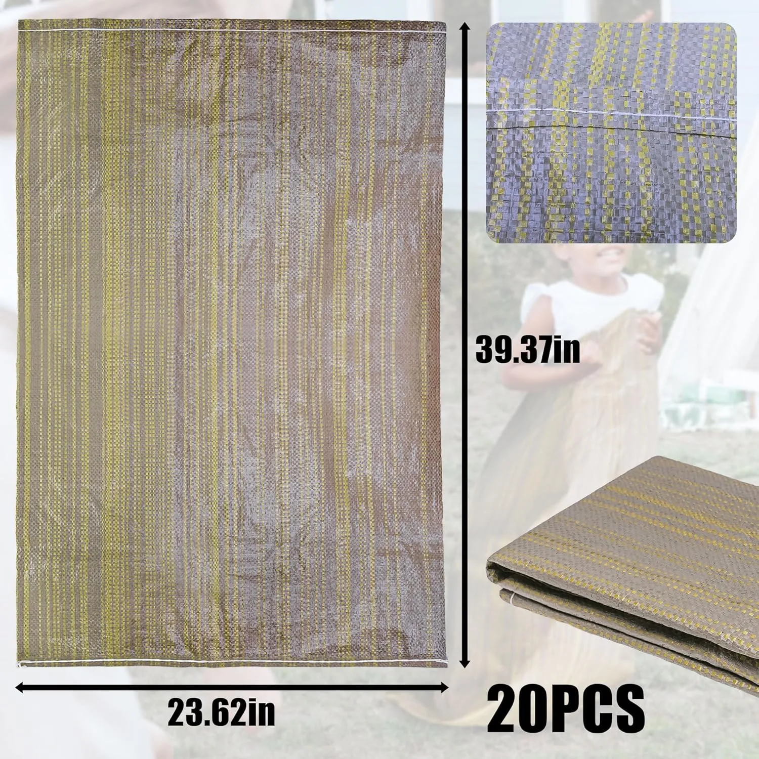 Potato Sack Race Bags,24"x40" Outdoor Lawn Games for adults and kids,large Gunny Sacks Burlap Bags,Suitable for Outdoor Sports Games, Birthday Parties, Outdoor Family Gatherings, Barbecues (20 Pack)