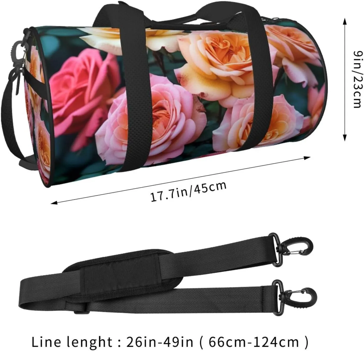 pretty roses Printed Travel Bag,Round Personal Item Storage bag,Foldie Duffel Bag for Traveling Vacation,Fitness,Sports