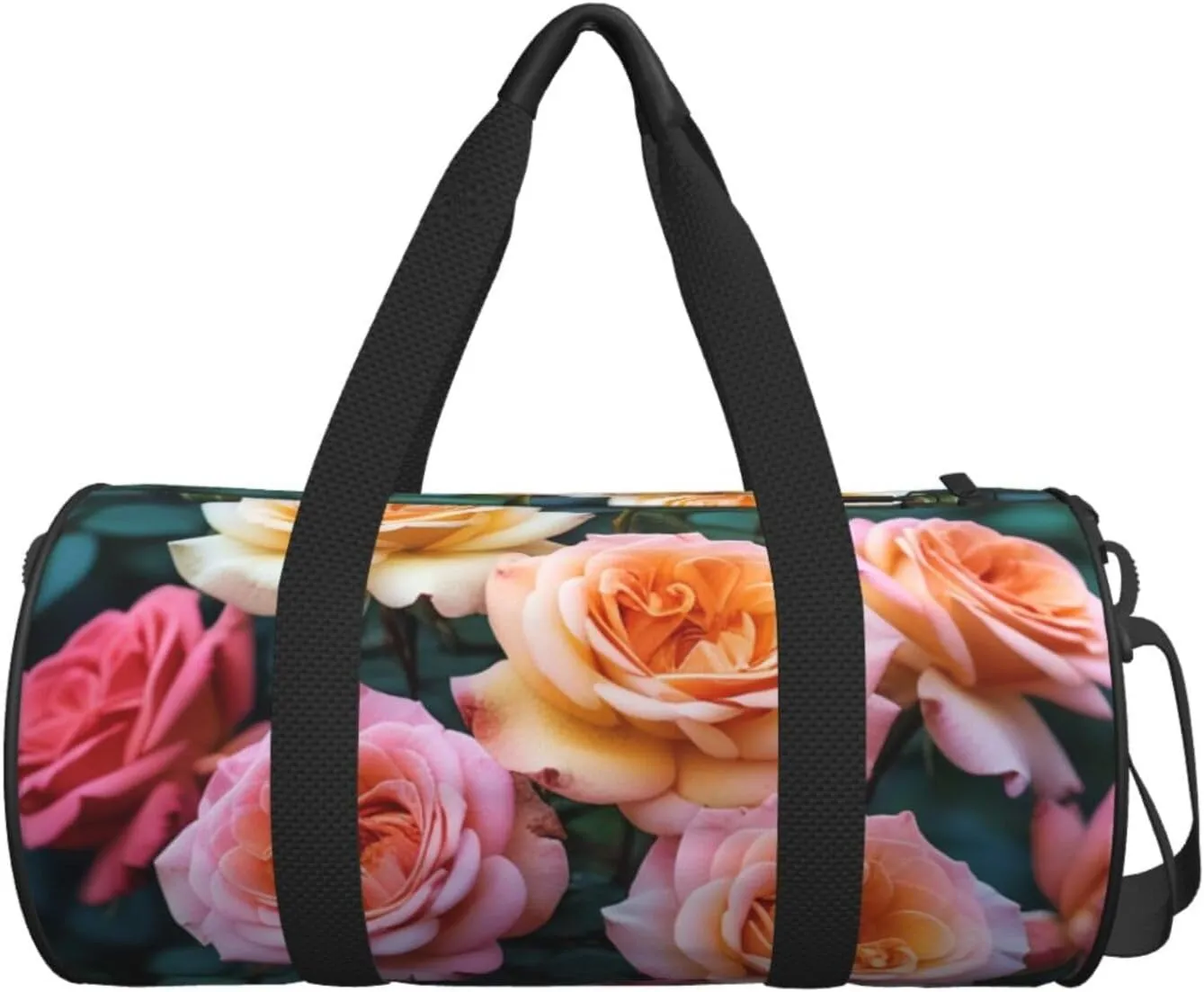 pretty roses Printed Travel Bag,Round Personal Item Storage bag,Foldie Duffel Bag for Traveling Vacation,Fitness,Sports