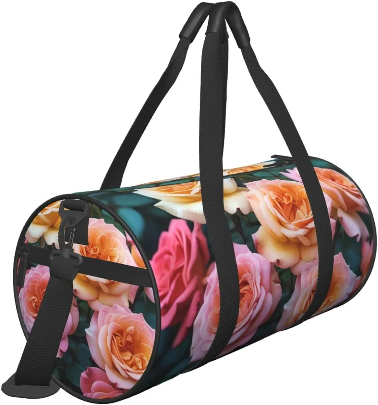 pretty roses Printed Travel Bag,Round Personal Item Storage bag,Foldie Duffel Bag for Traveling Vacation,Fitness,Sports