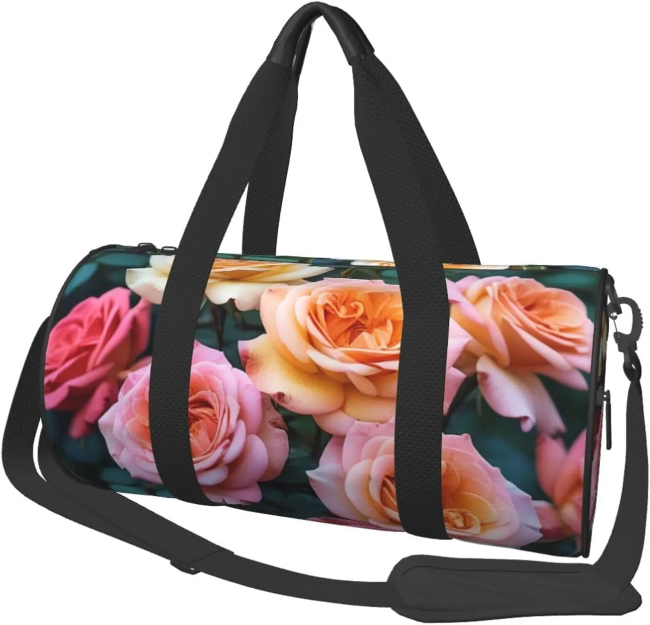 pretty roses Printed Travel Bag,Round Personal Item Storage bag,Foldie Duffel Bag for Traveling Vacation,Fitness,Sports