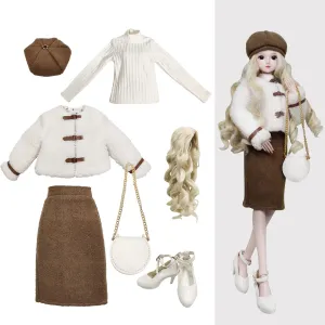 Proudoll 1/3 BJD Doll Clothes 60cm 24in SD Ball Jointed Dolls Accessories Set Beret Wig Jacket Pencil Skirt Long-Sleeve Shirt Crossbody Bag Shoes
