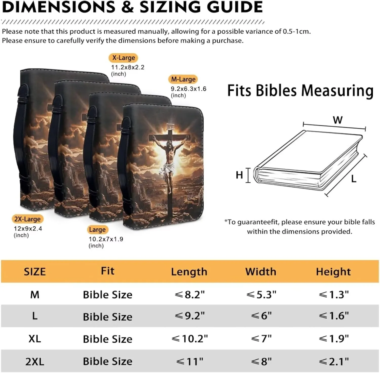 PU Bible Cover Case for Women Men - Jesus Christ Bag for Standard and Large Size Study, Book Case, Cross and Valley, XL