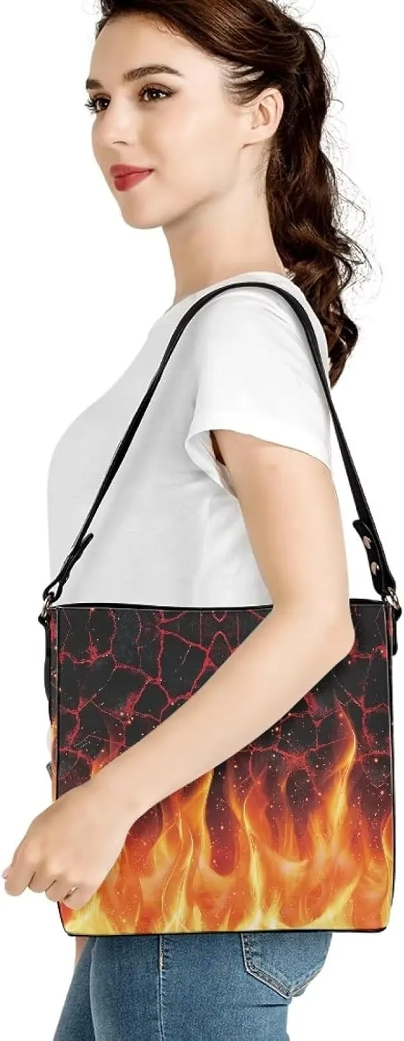 PU Leather Purse for Women Vintage Floral Bucket Tote Bag Crossbody Hobo Handbag, Skulls Satchel Shoulder Tote Bags