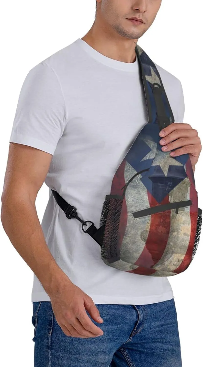 Puerto Rico Casual Daypack Bag Puerto Shoulder Bag Chest Bags Picnic Crossbody Bag Travel Hiking
