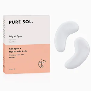 PURE SOL. Hydrogel Collagen Eye Mask with Hyaluronic Acid, Grape Seed Extract, Hydrate, Tone and Awaken (12 pairs)