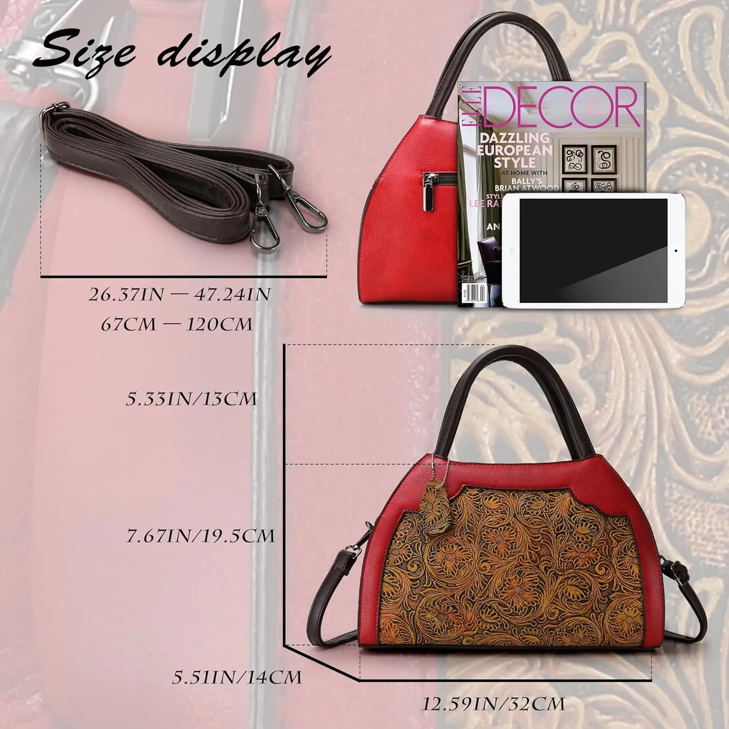 Purse and Handbags for Women Vegan Leather Shoulder Hand Bags Top Handle Satchel Crossbody Bag Vintage Embossing Pattern