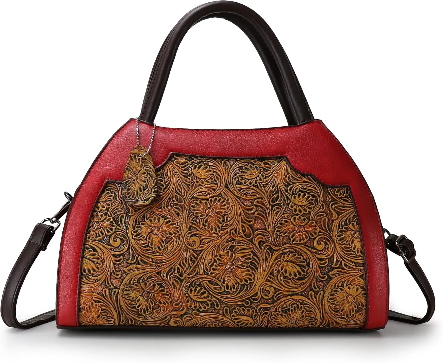 Purse and Handbags for Women Vegan Leather Shoulder Hand Bags Top Handle Satchel Crossbody Bag Vintage Embossing Pattern