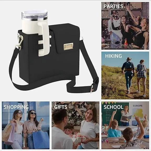 Purse for Stanley Cup, Outdoor Portable Crossbody Water Cup Storage Bag Crossbody Case with Sports Water Bottle Holder, Crossbody Bag with Strap for Stanley Bottle
