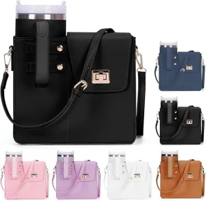 Purse for Stanley Cup, Outdoor Portable Crossbody Water Cup Storage Bag Crossbody Case with Sports Water Bottle Holder, Crossbody Bag with Strap for Stanley Bottle