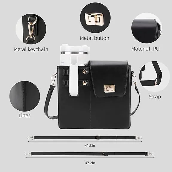 Purse for Stanley Cup, Outdoor Portable Crossbody Water Cup Storage Bag Crossbody Case with Sports Water Bottle Holder, Crossbody Bag with Strap for Stanley Bottle