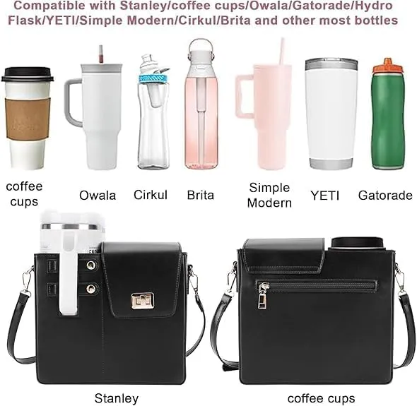 Purse for Stanley Cup, Outdoor Portable Crossbody Water Cup Storage Bag Crossbody Case with Sports Water Bottle Holder, Crossbody Bag with Strap for Stanley Bottle