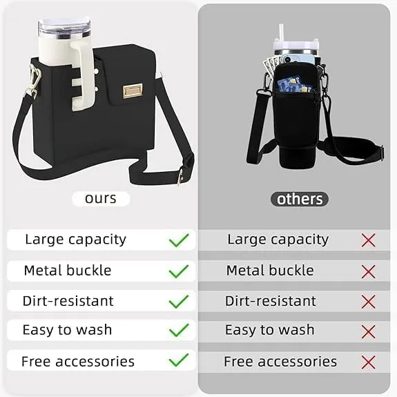 Purse for Stanley Cup, Outdoor Portable Crossbody Water Cup Storage Bag Crossbody Case with Sports Water Bottle Holder, Crossbody Bag with Strap for Stanley Bottle