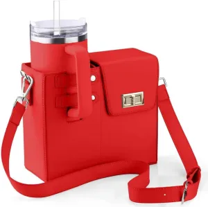 Purse for Stanley Cup, Outdoor Portable Crossbody Water Cup Storage Bag Crossbody Case with Sports Water Bottle Holder, Crossbody Bag with Strap for Stanley Bottle