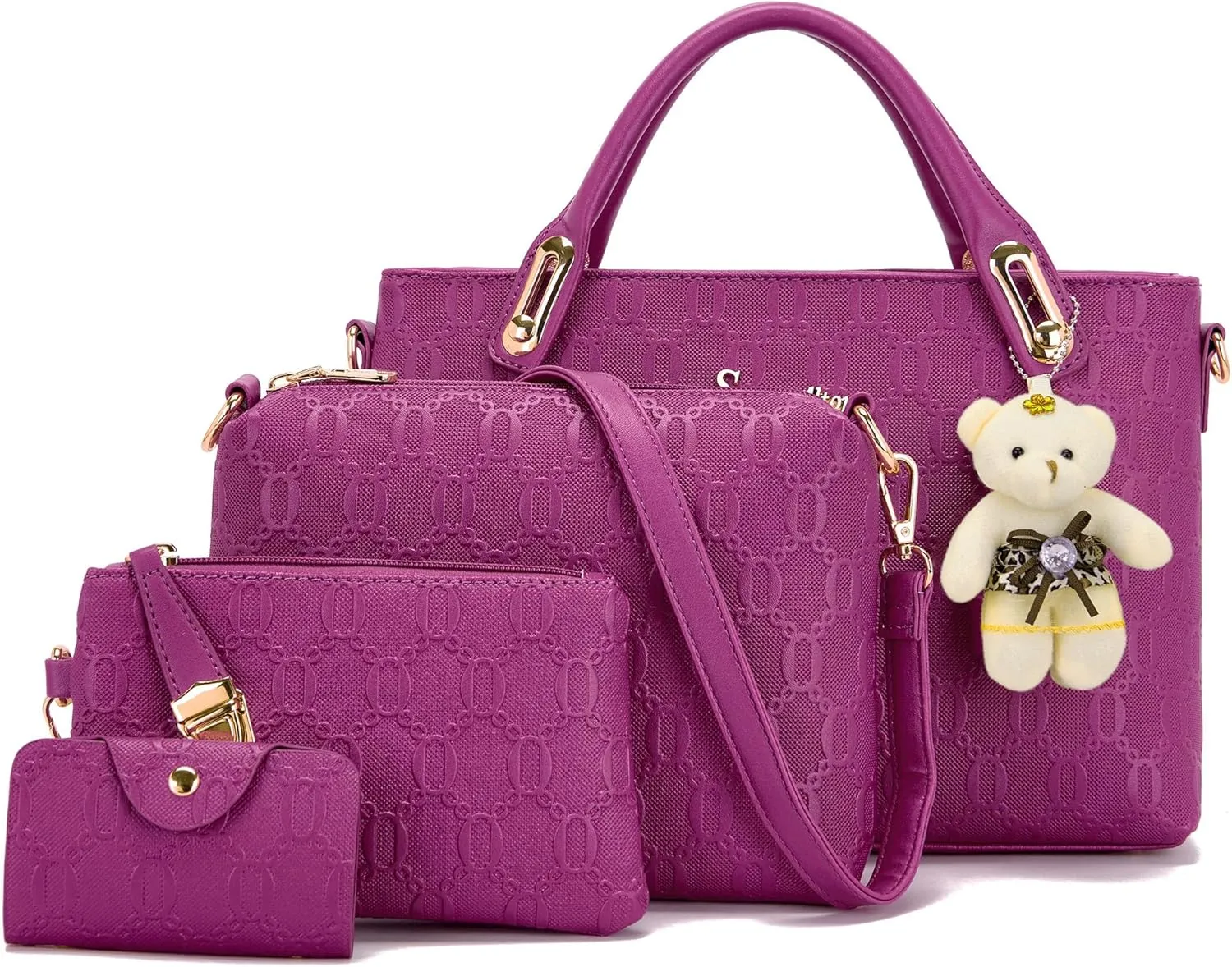 Purse for Women Fashion Medium Shoulder Bag Crossbody Bag Top Handle Tote Handbag Set 4PCS