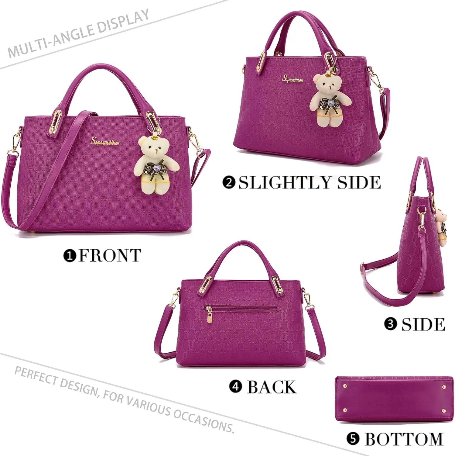 Purse for Women Fashion Medium Shoulder Bag Crossbody Bag Top Handle Tote Handbag Set 4PCS