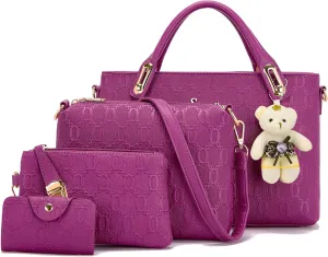 Purse for Women Fashion Medium Shoulder Bag Crossbody Bag Top Handle Tote Handbag Set 4PCS