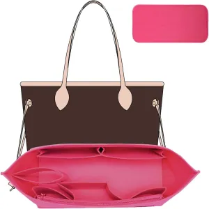 Purse Organizer Insert with Base Shaper Compatible with neverfull MM, C.oach City 33, G.oyard PM and More,Bag Organizer Insert for Luxury Bags,L/Rose